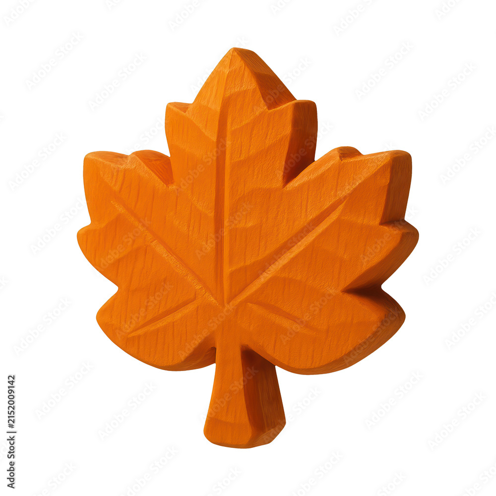 Fototapeta premium PNG Carved wooden autumn leaf