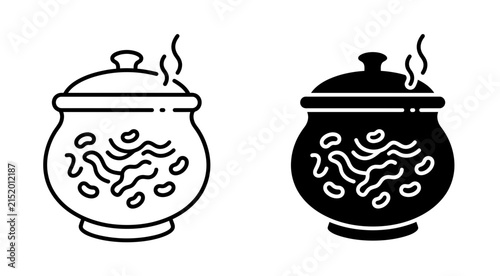 Set of black and white cooking pot icons