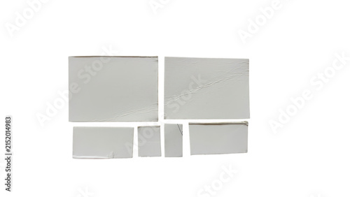 Set of various white paper scraps isolated on a transparent background