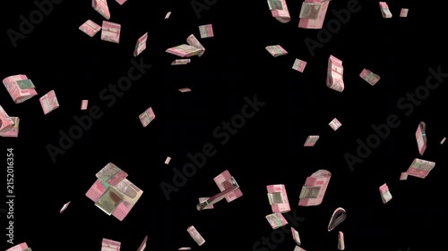 Falling folded up  Indonesian Rupiah bills loop  Rain Wealth