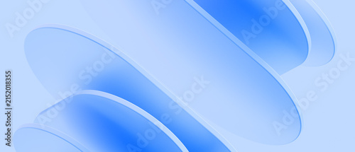 Soft overlapping blue translucent curved layers 3d rendering geometric abstract minimal medical or tech background.