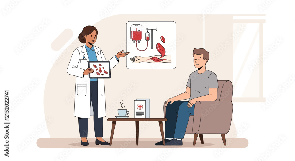 Fototapeta premium Doctor Explaining Blood Cells and Transfusion to Patient