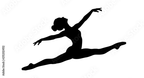 Ballet Dancer Silhouette, Graceful Leap Pose, Elegant Female Performer, Dynamic Movement, Vector Art