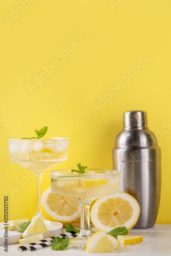 Photography Lemon Drop Martini, cold sweet and sour lemonade cocktail