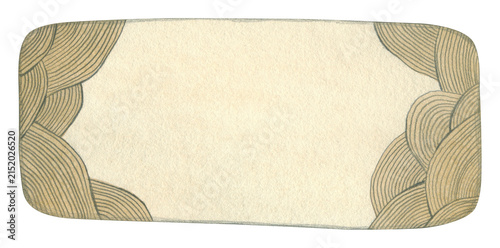 Watercolor decorative banner background with hand drawn line patterns on textured paper. Illustration for wedding invitations, product branding, greeting cards, vintage labels, and social media post