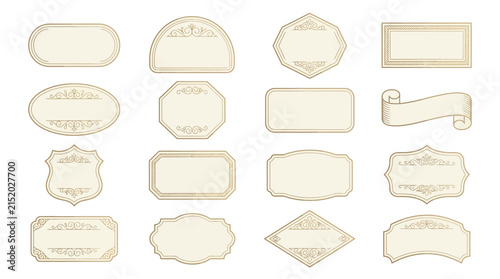 Set of Decorative Vintage Labels and Frames, Isolated on Transparent Background