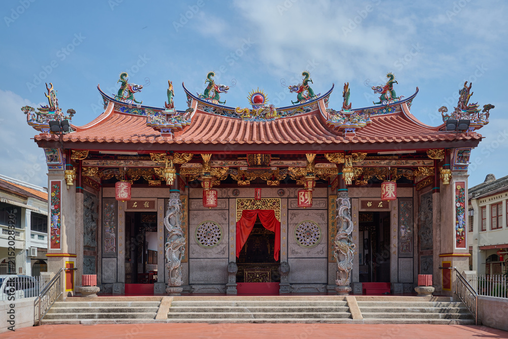 Fototapeta premium Historic Tan Clan House with traditional Chinese architecture in Penang, Malaysia