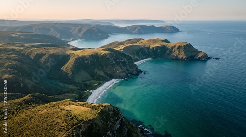 Aerial View of a Turquoise Summer Coastline