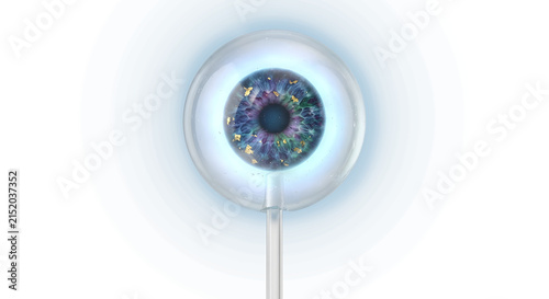 Konstfotografi Magical glowing eyeball lollipop on a stick on transparent background