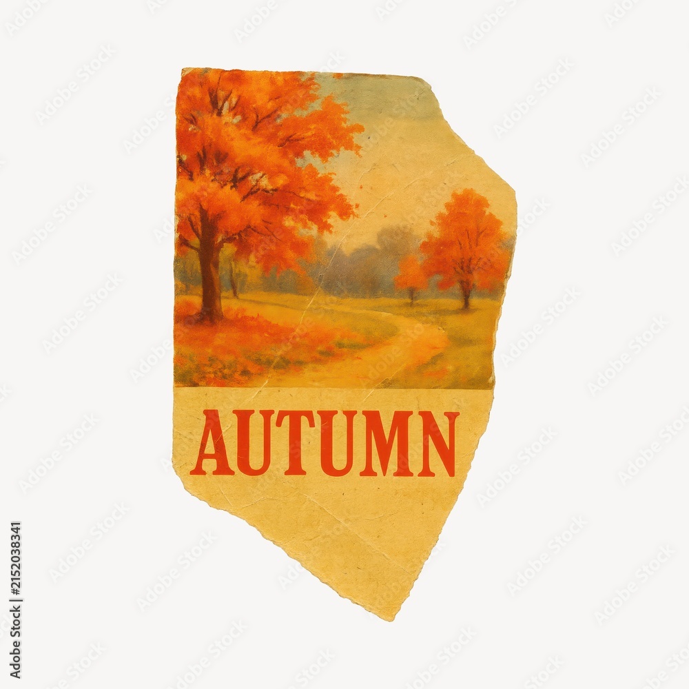 Obraz premium Vintage autumn landscape illustration.