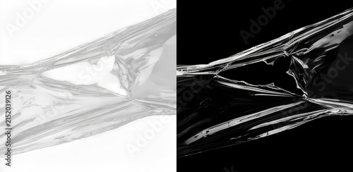 Abstract plastic wrap texture with glossy stretched film effect, monochromatic transparent wrinkled overlay with light refraction for modern digital art, creative branding and packaging design