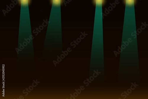 Cuadro en lienzo Green spotlight background stage beam light show dark presentation