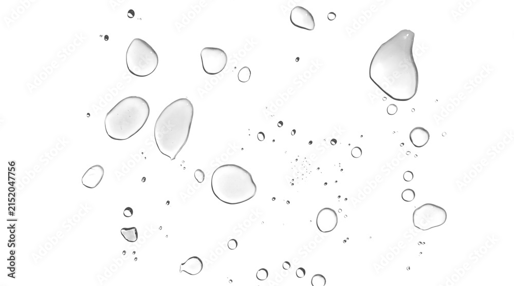 Fototapeta premium Translucent scattered water drops and condensation droplets on a transparent background