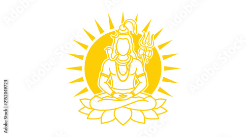 Foto Meditating Deity with Lotus and Sunburst