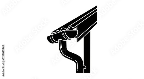 Roof gutter downspout detail illustration.