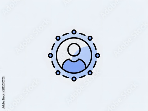 Person silhouette inside interconnected circular network icons
