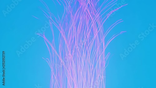 Abstract Neon Tendrils Growing with Subtle Camera Drift Against Cyan Background