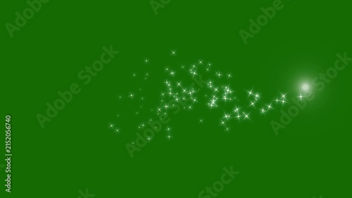 2D Magical sparkle star line animation with spot light, glowing fairy dust trails, luxury white glitter particles, twinkling doodle stars and seamless green screen overlay in ultra HD and 4K