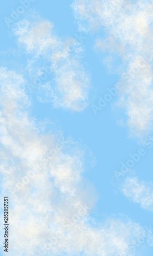 Obraz na plátně Bright blue sky background featuring soft fluffy white clouds and gentle dayligh