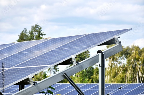 Canvas Print Photovoltaic modules, solar panels for generating renewable energy in the field