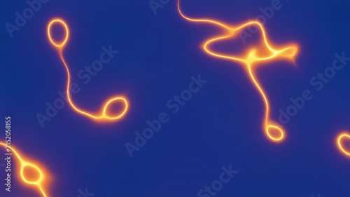 Abstract orange energy patterns flowing in deep blue background with subtle movement