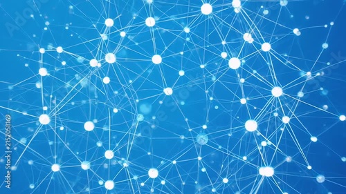 Abstract network expanding with glowing nodes in a blue digital space