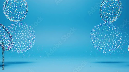Abstract Particles Forming Spheres in Clean Studio Lighting with Subtle Camera Movement
