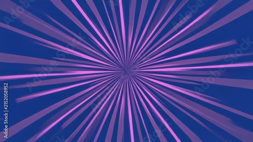Abstract radial burst of pink light rays expanding from center on deep blue background in dynamic cinematic motion