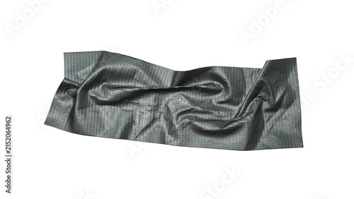 Принти на полотні A wavy, crumpled strip of silver duct tape is presented diagonally on a white background, revealing its strong adhesive and textured surface