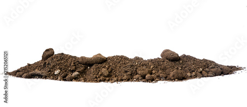 pile of garden soil isolated on white background