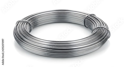 Obraz na płótnie Coiled metal wire on white background.