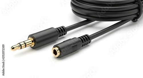 Black audio cable with gold connectors.