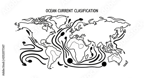 Foto Ocean Currents Classification World Map.