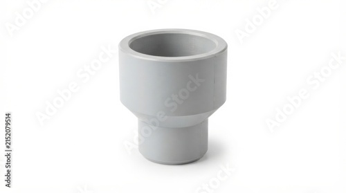 Grey pvc pipe reducer or adapter fitting with plumbing industrial connector