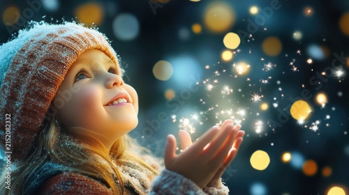 Child's Winter Dream: A Moment of Magic and Wonder in the Snowy Night