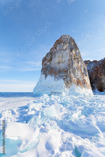 Bild auf Leinwand Winter landscape of frozen Baikal Lake