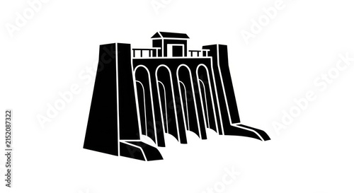 Dam illustration in black and white.