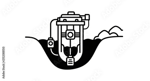 Fotografía Industrial oil well pump jack system.