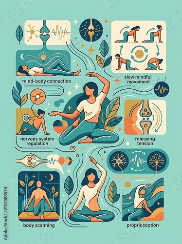 Mindful movement and nervous system regulation infographic