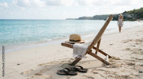 Wooden chair on beach