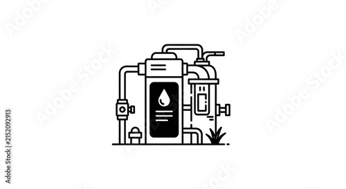 Fotografía Industrial facility with oil storage tank.
