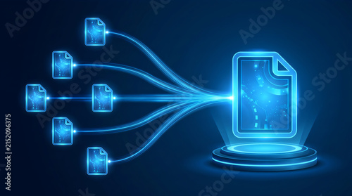 Digital files merging into a central master folder for data aggregation