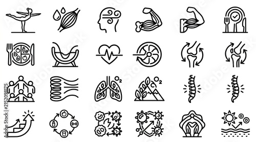 Set of health and wellness icons for fitness lifestyle and medical care