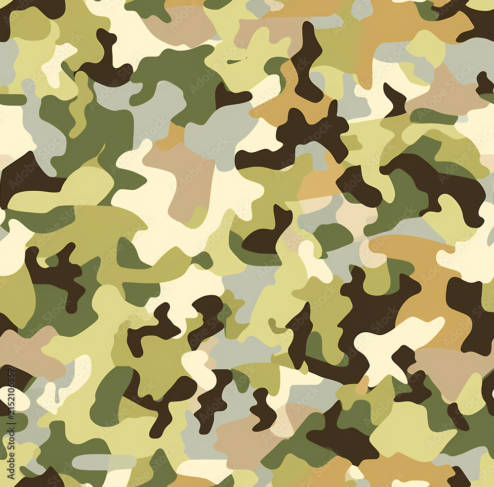 Fototapeta premium Bright Woodland Camouflage Seamless Pattern Vector Texture Background