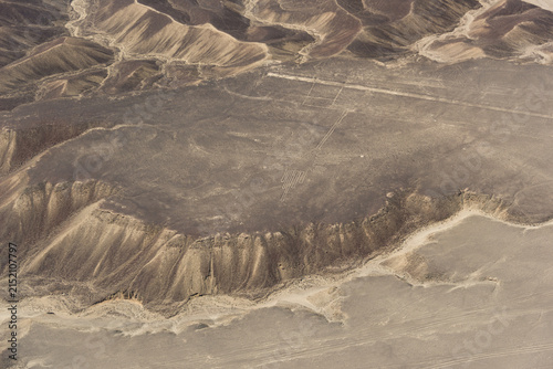 Aerial View of Nazca Lines and City, Peru