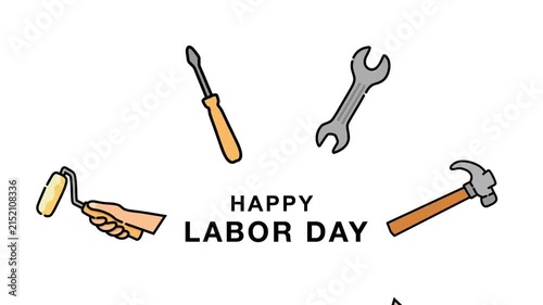 Happy labor day greeting card animation video