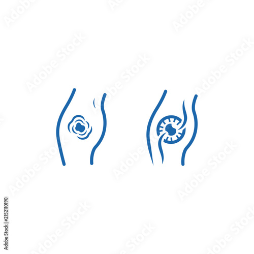 Biological cell division and human embryo icons