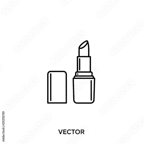 Minimalist lipstick and compact makeup mirror icon set