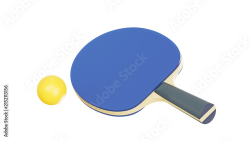 ping pong racket and ball 3D rendering
