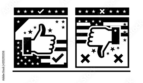 Bild auf Leinwand 2020 US presidential election upvote and downvote voting concept vector